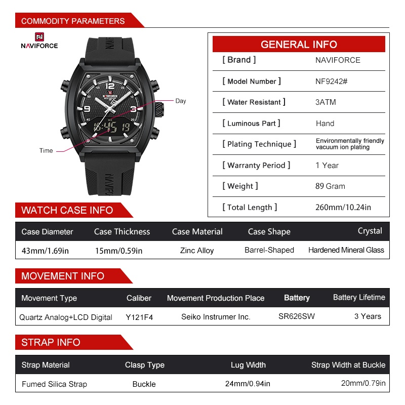 NAVIFORCE Men Dual Display Wat - Watch Display Box review and price